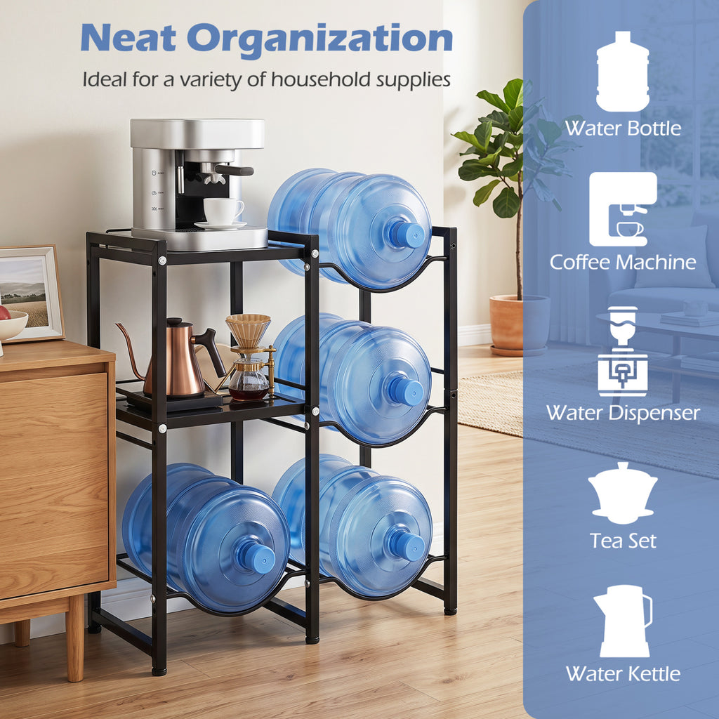 3-Tier 5 Gallon Water Jug Holder with Shelves