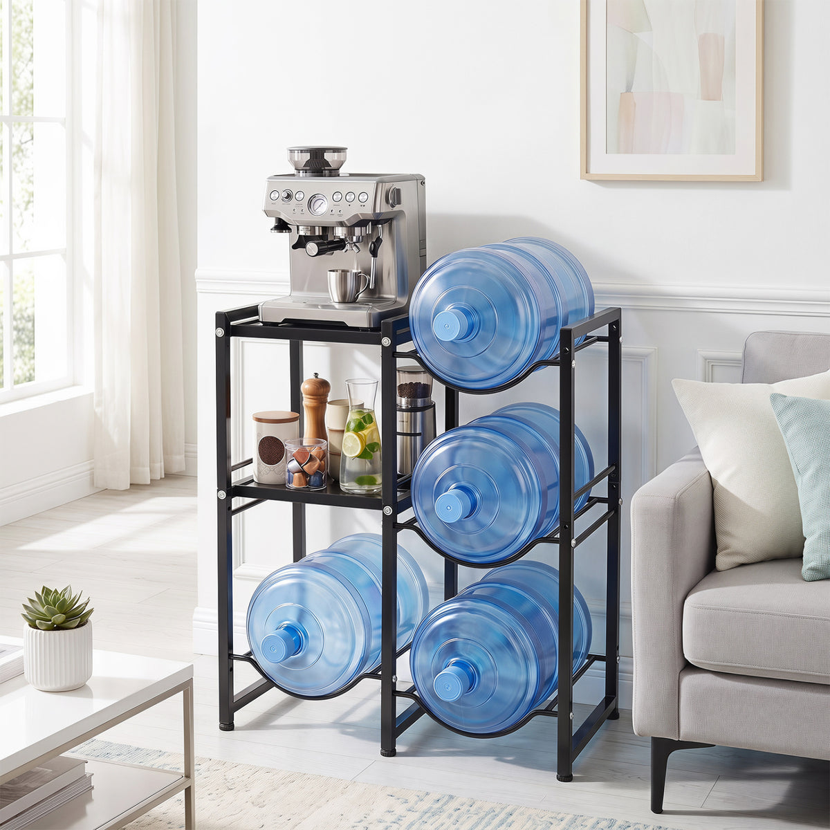 3-Tier 5 Gallon Water Jug Holder with Shelves