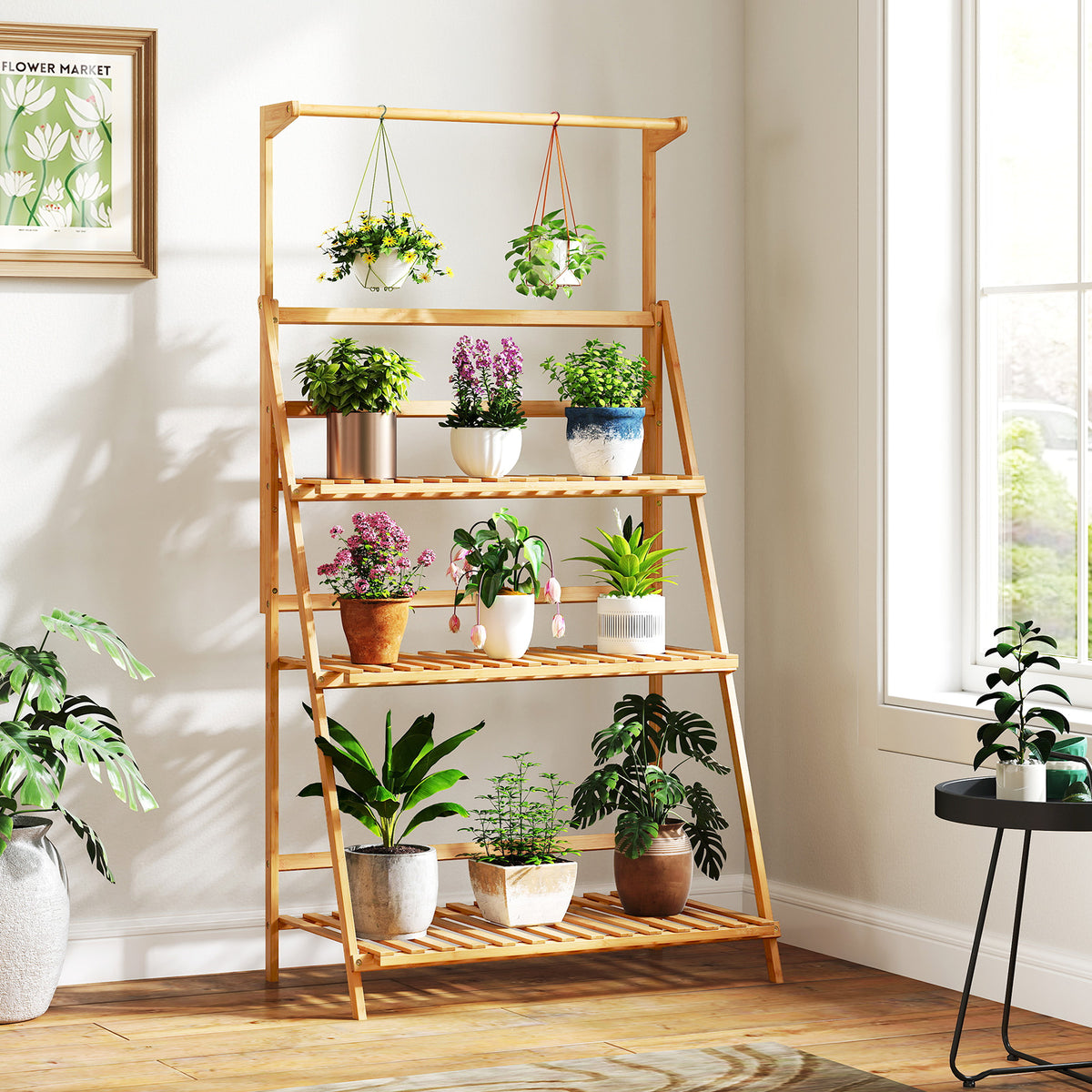 3-Tier Bamboo Hanging Plant Stand, Natural