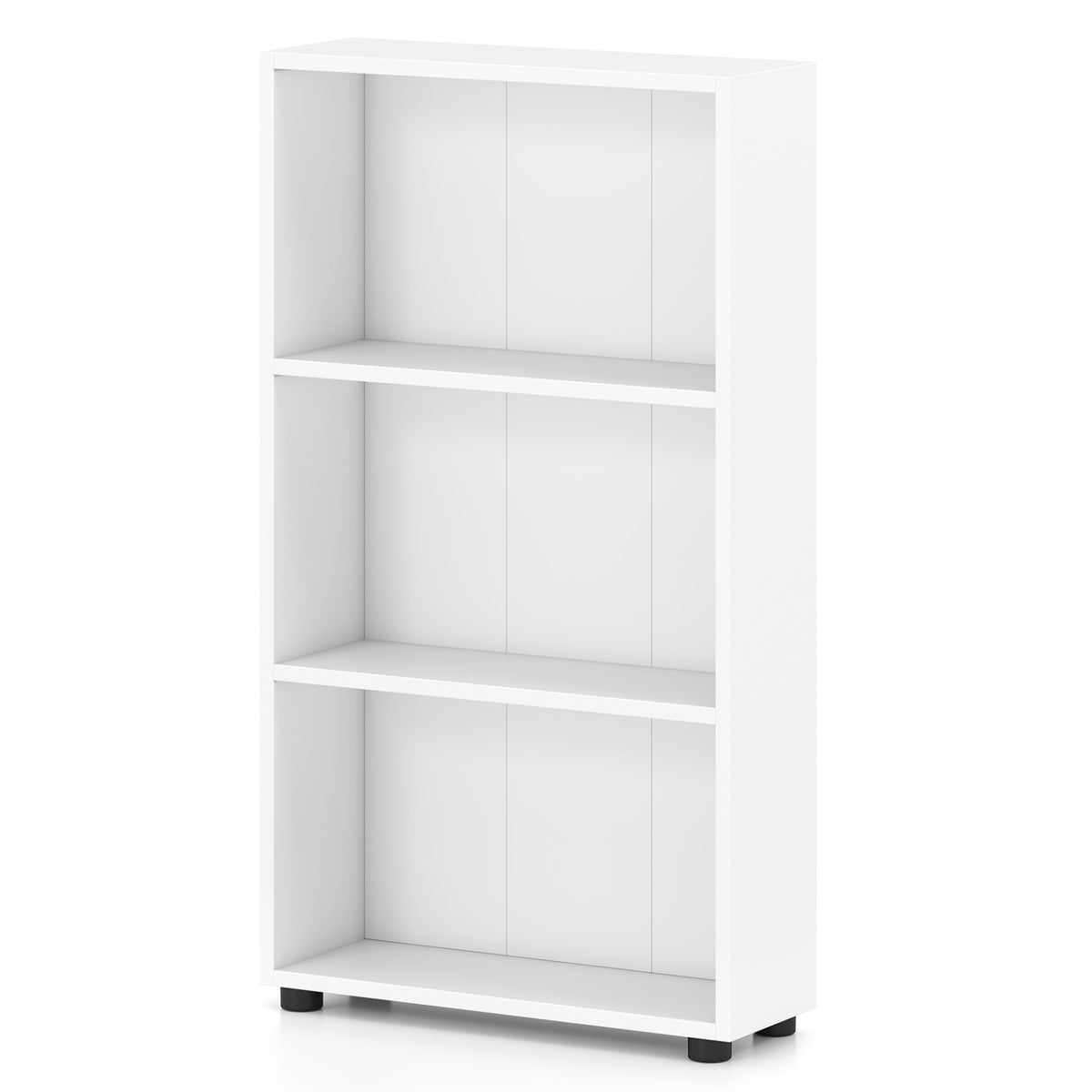 3-Tier Bookcase 42 Inch Tall Shelf with Anti-Tipping Kit - White