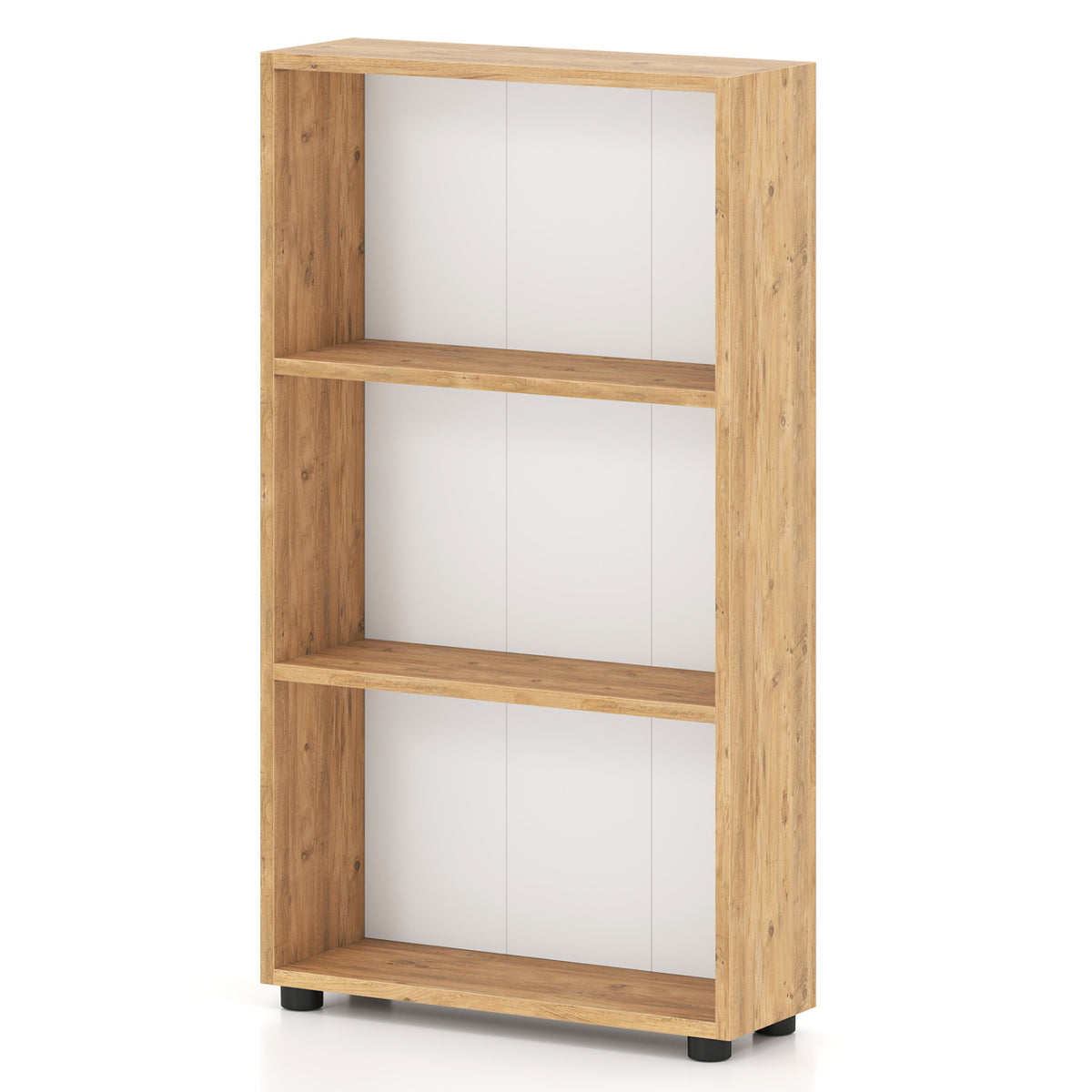 3-Tier Bookcase 42 Inch Tall Shelf with Anti-Tipping Kit - White