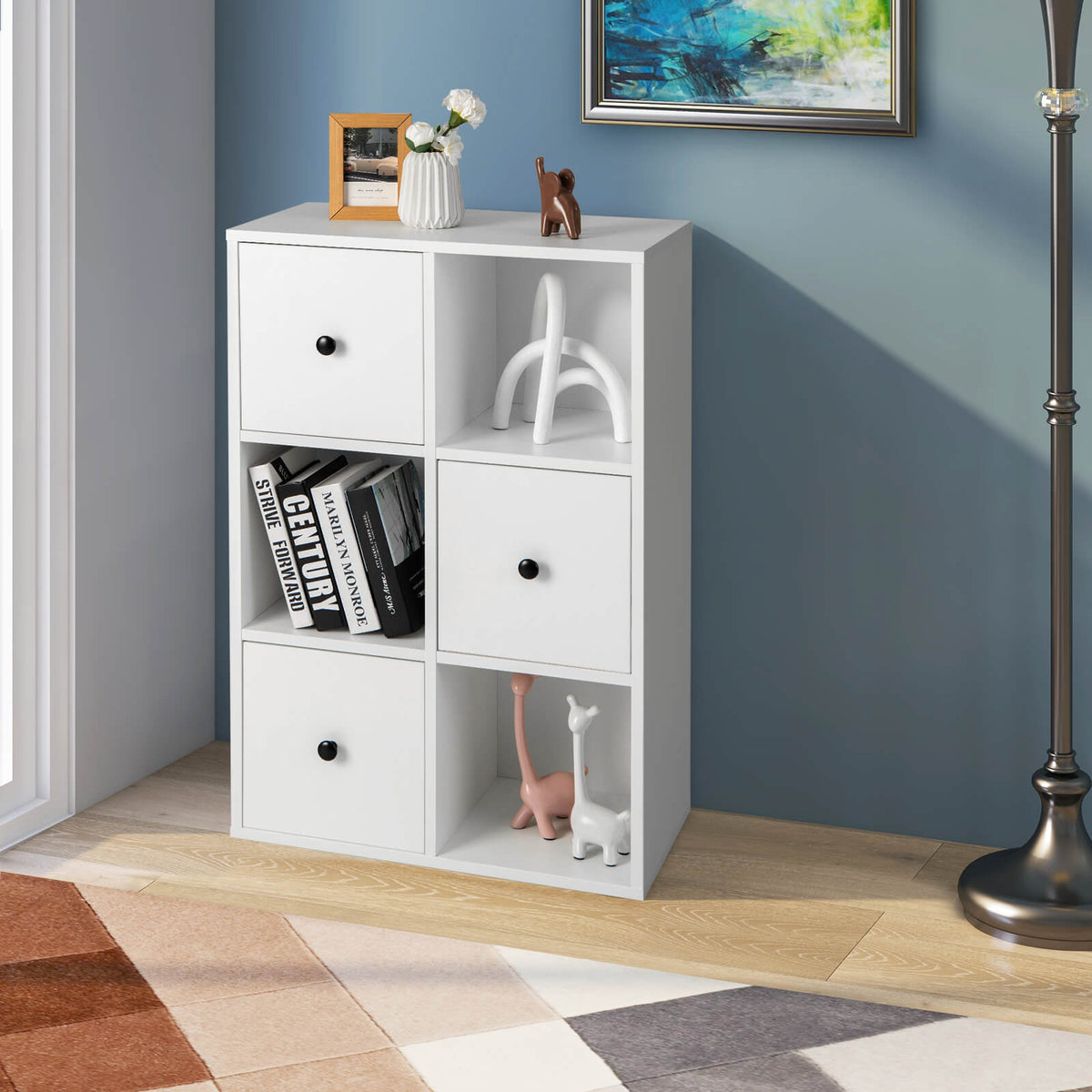 3-Tier Bookshelf with Anti-toppling Device for Living Room
