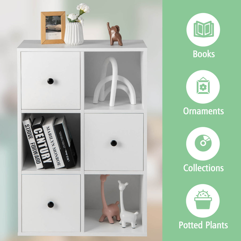 3-Tier Bookshelf with Anti-toppling Device for Living Room