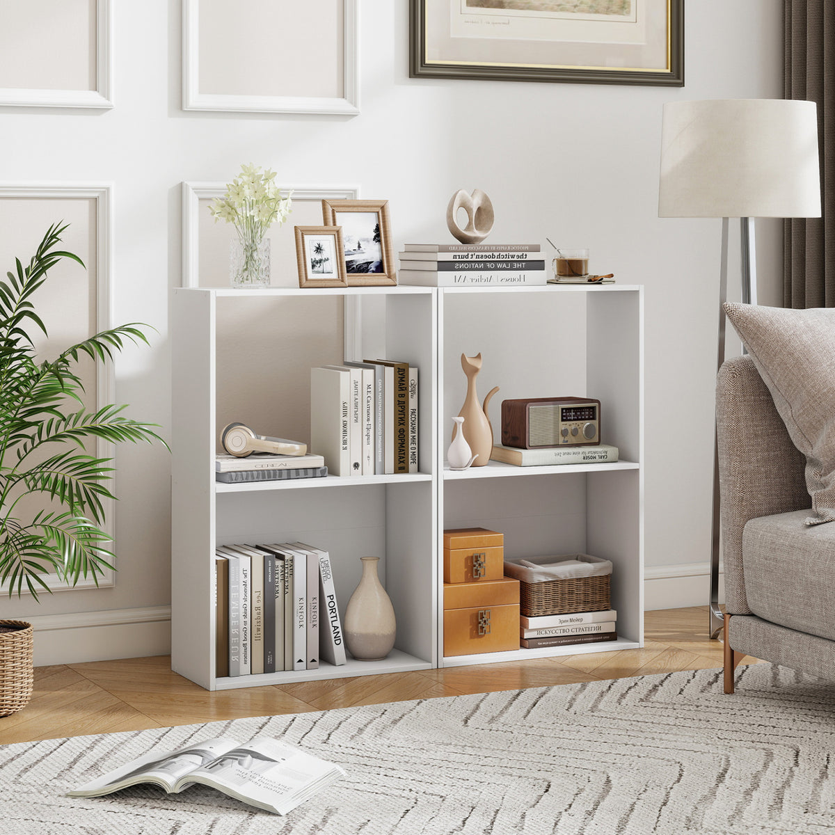 3-Tier Bookshelf with Open Storage Compartment - Black