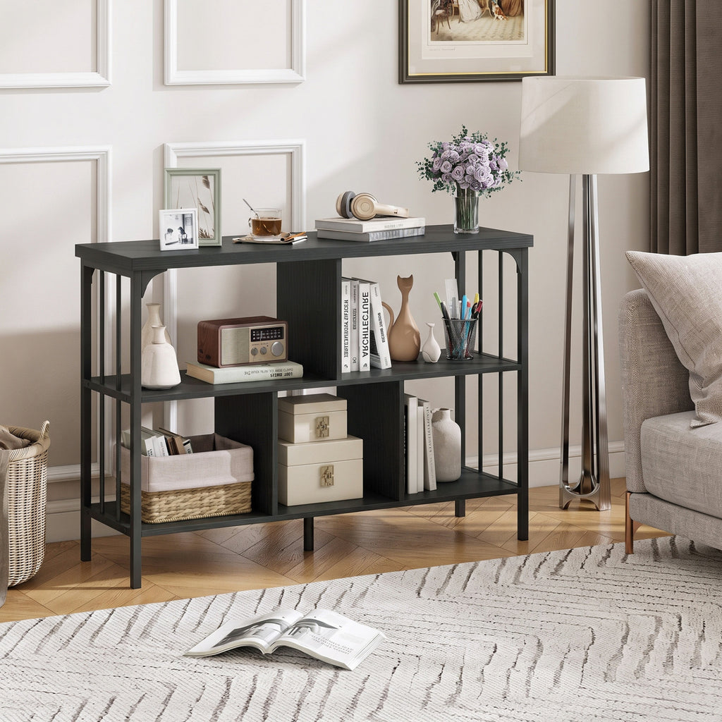 3-Tier Horizontal Cubby Bookshelf with Open Shelves