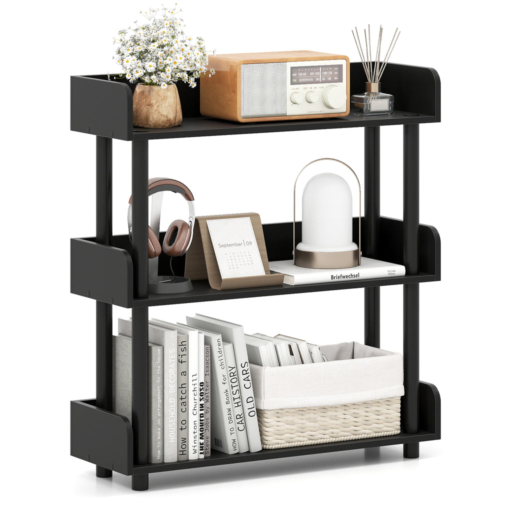 3-Tier Bookshelf with Anti-Tipping Kit - Black