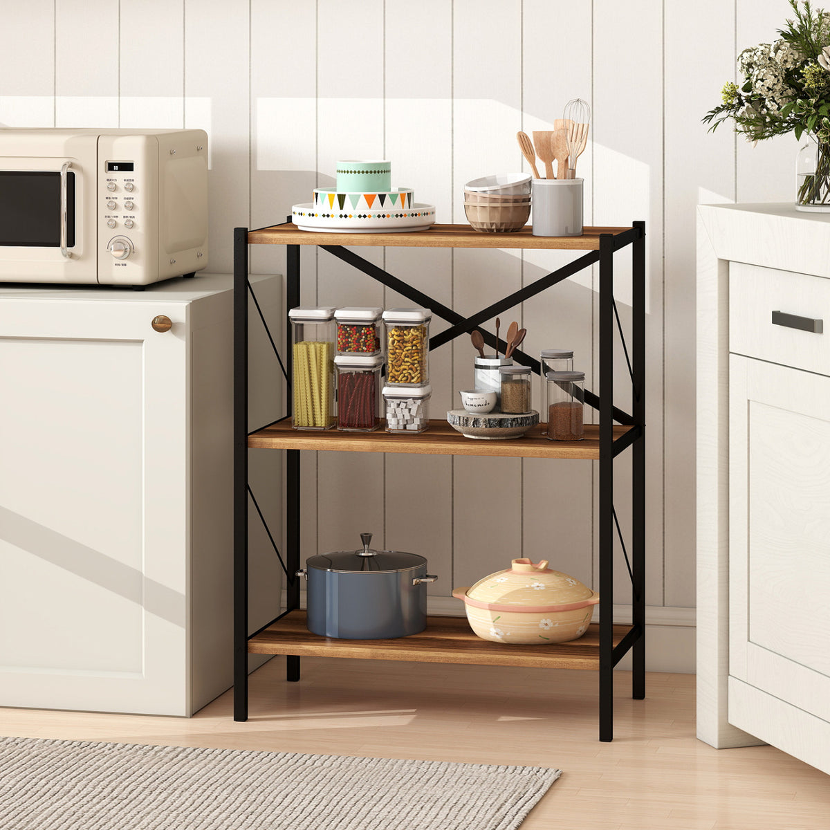 3-Tier Bookshelf with Heavy-Duty Metal Frame