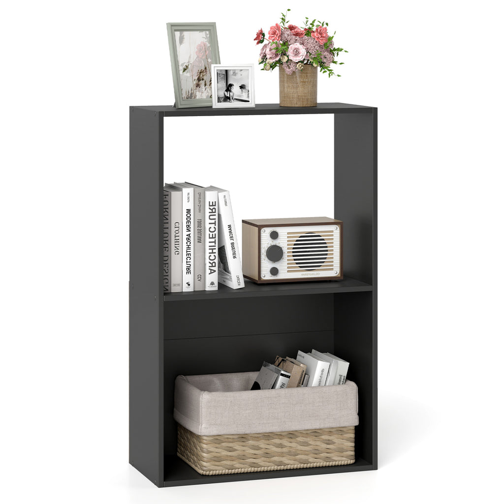 3-Tier Bookshelf with Storage Compartment - White