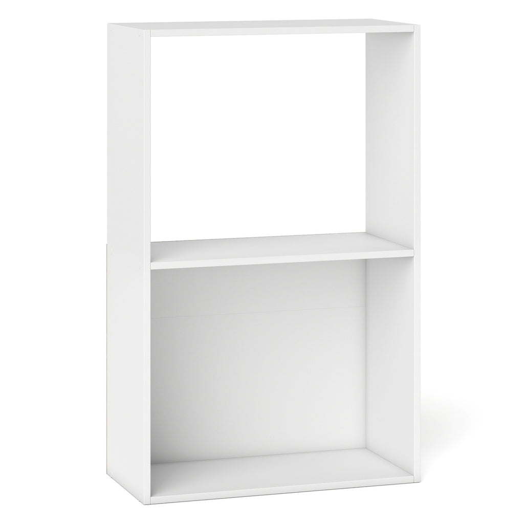 3-Tier Bookshelf with Storage Compartment - White