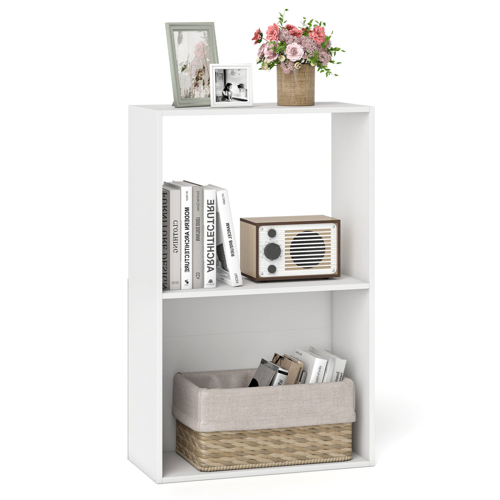3-Tier Bookshelf with Storage Compartment - White