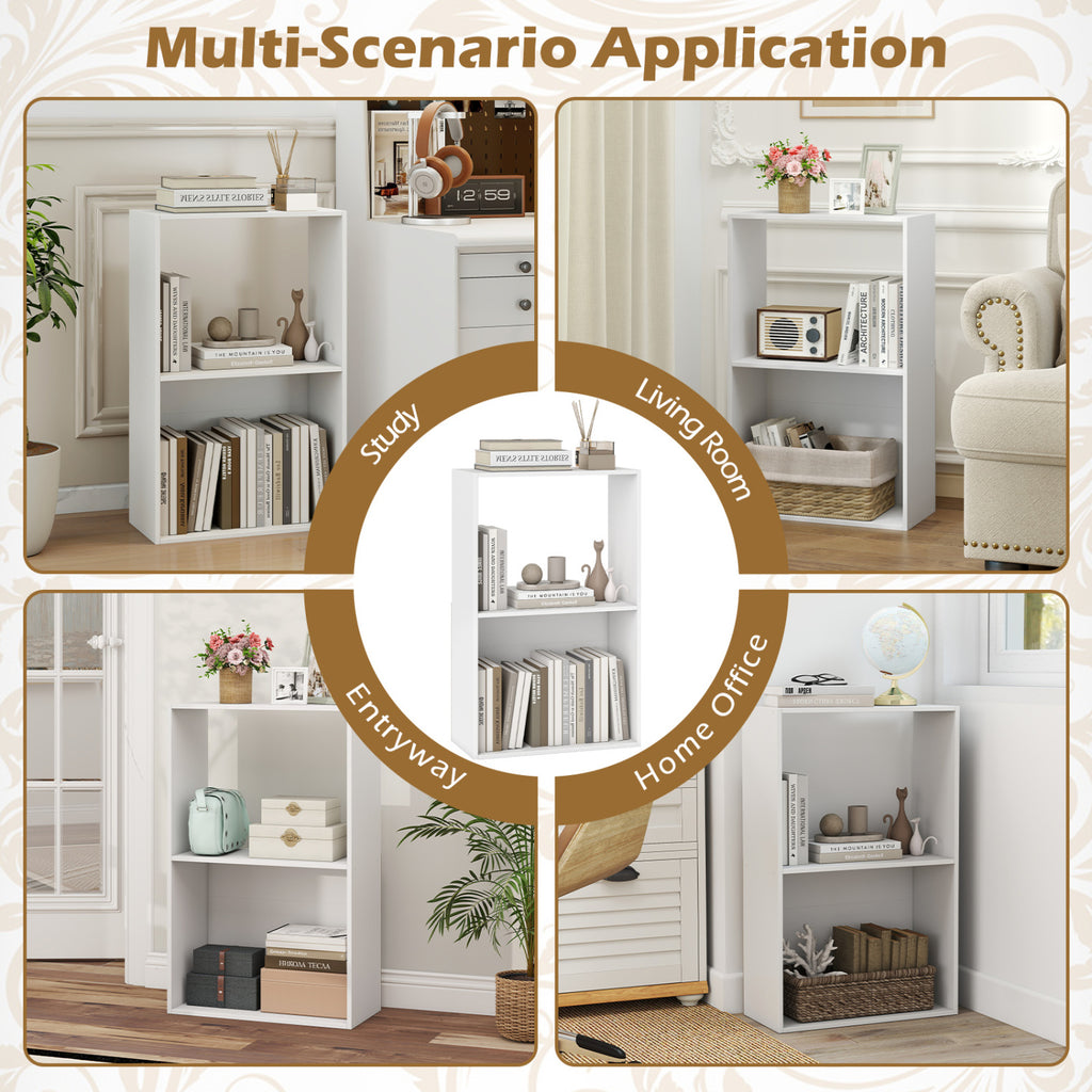 3-Tier Bookshelf with Storage Compartment - White