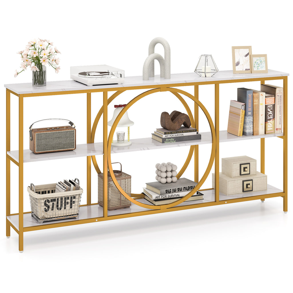 Console Table 3-Tier with Drawer and Storage Shelves