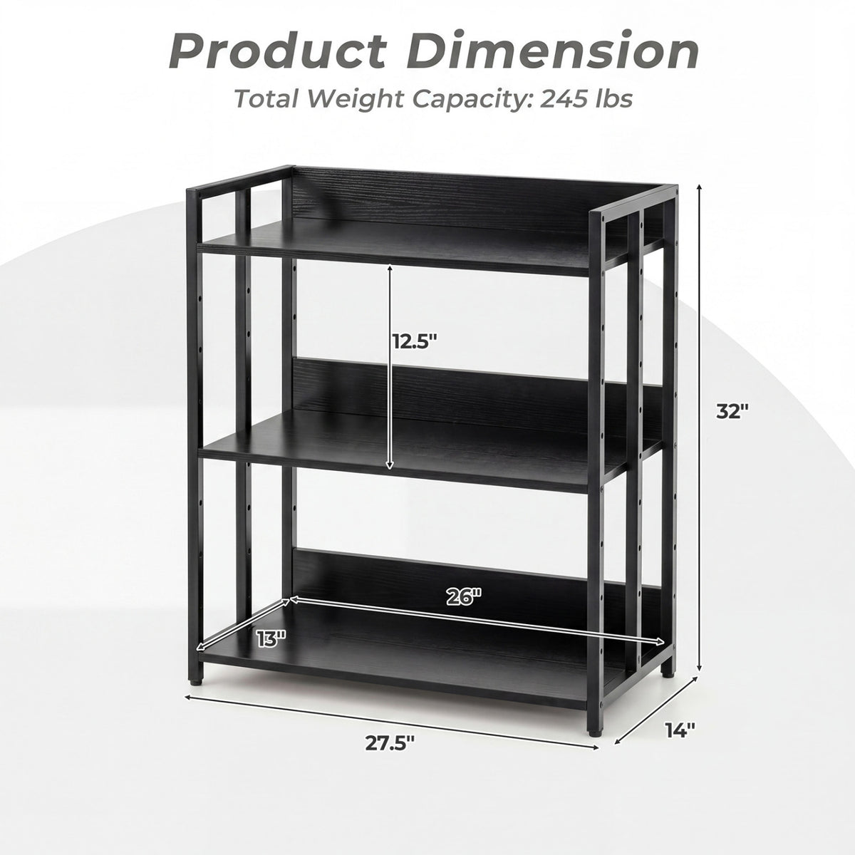 3-Tier Corner Bookshelf with Adjustable Shelves and Anti-Toppling