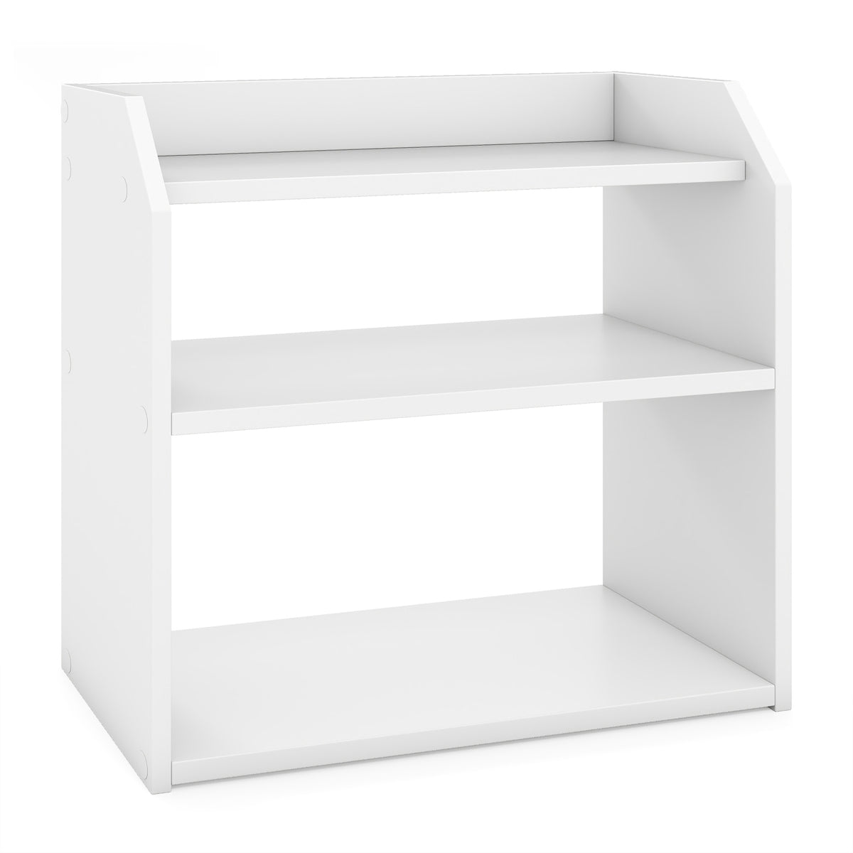 3-Tier Desktop Bookshelf with Guardrails - White