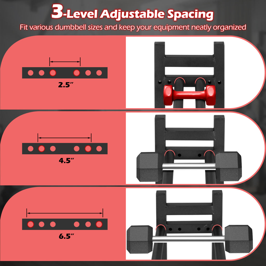 3-Tier Dumbbell Rack - Heavy-Duty Adjustable Weight Storage Stand - Black