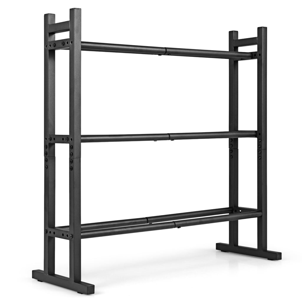 3-Tier Dumbbell Rack - Heavy-Duty Adjustable Weight Storage Stand - Black
