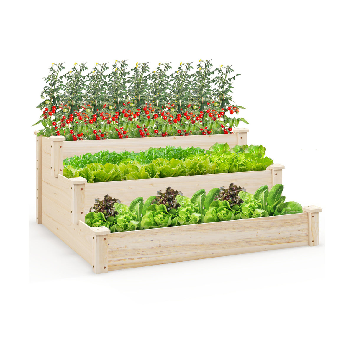 3-Tier Elevated Wooden Garden Planter Bed