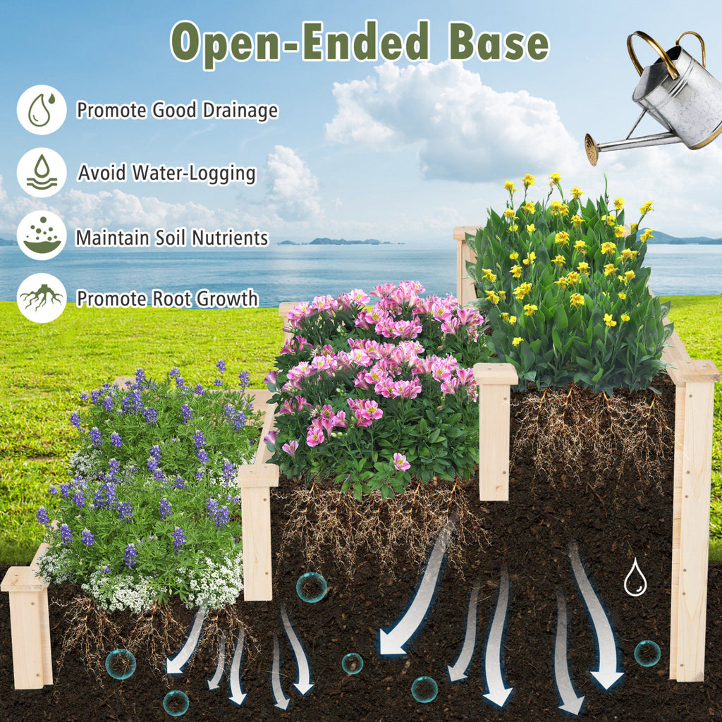 3-Tier Elevated Wooden Garden Planter Bed