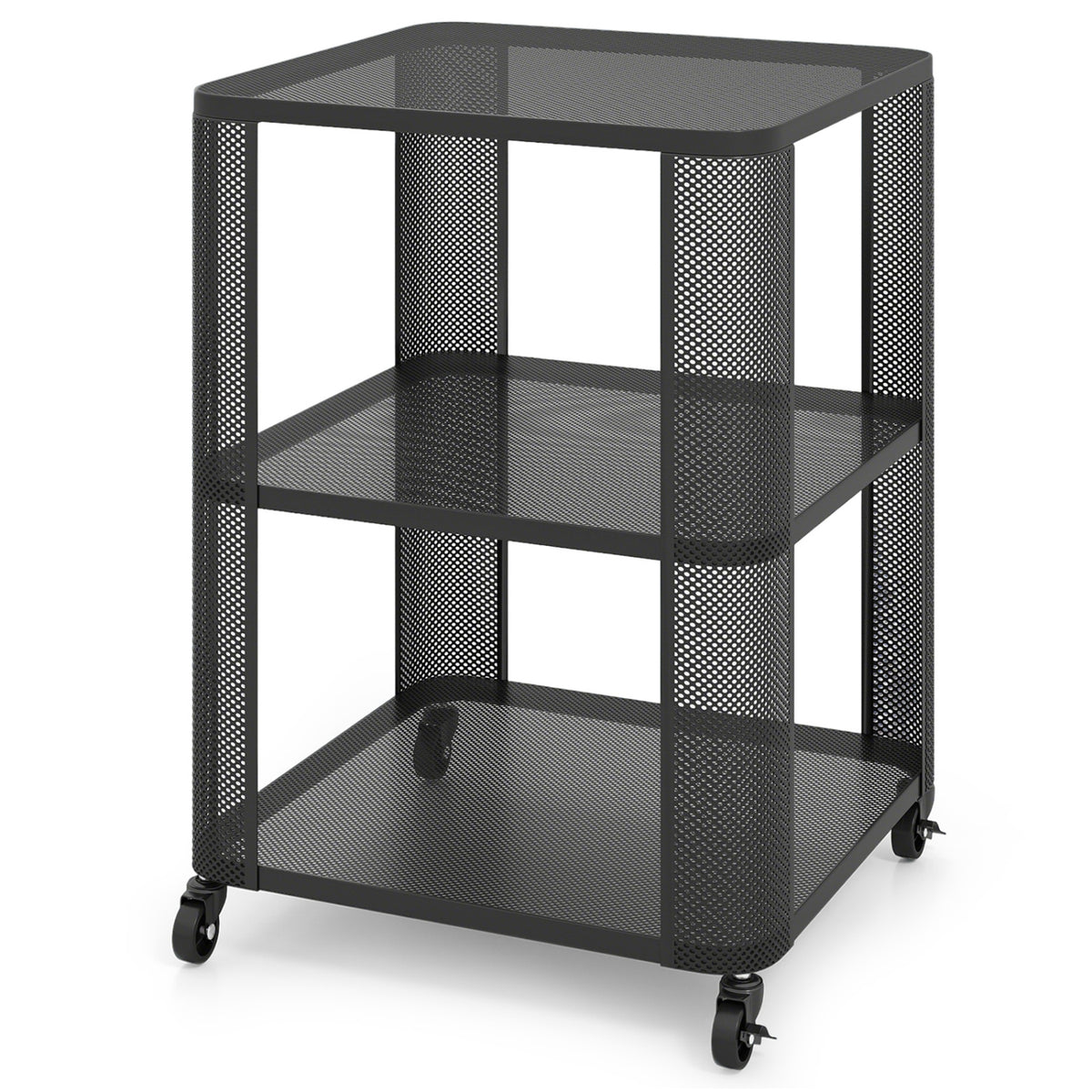 3-Tier Rolling End Table with Storage Shelves