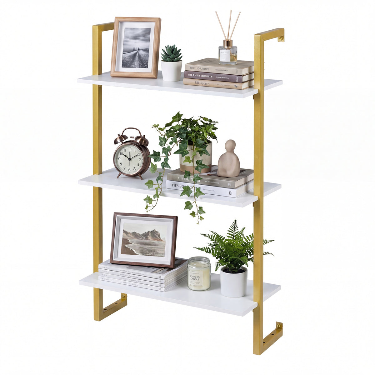 3-Tier Floating Shelf Modern Kitchen Storage White