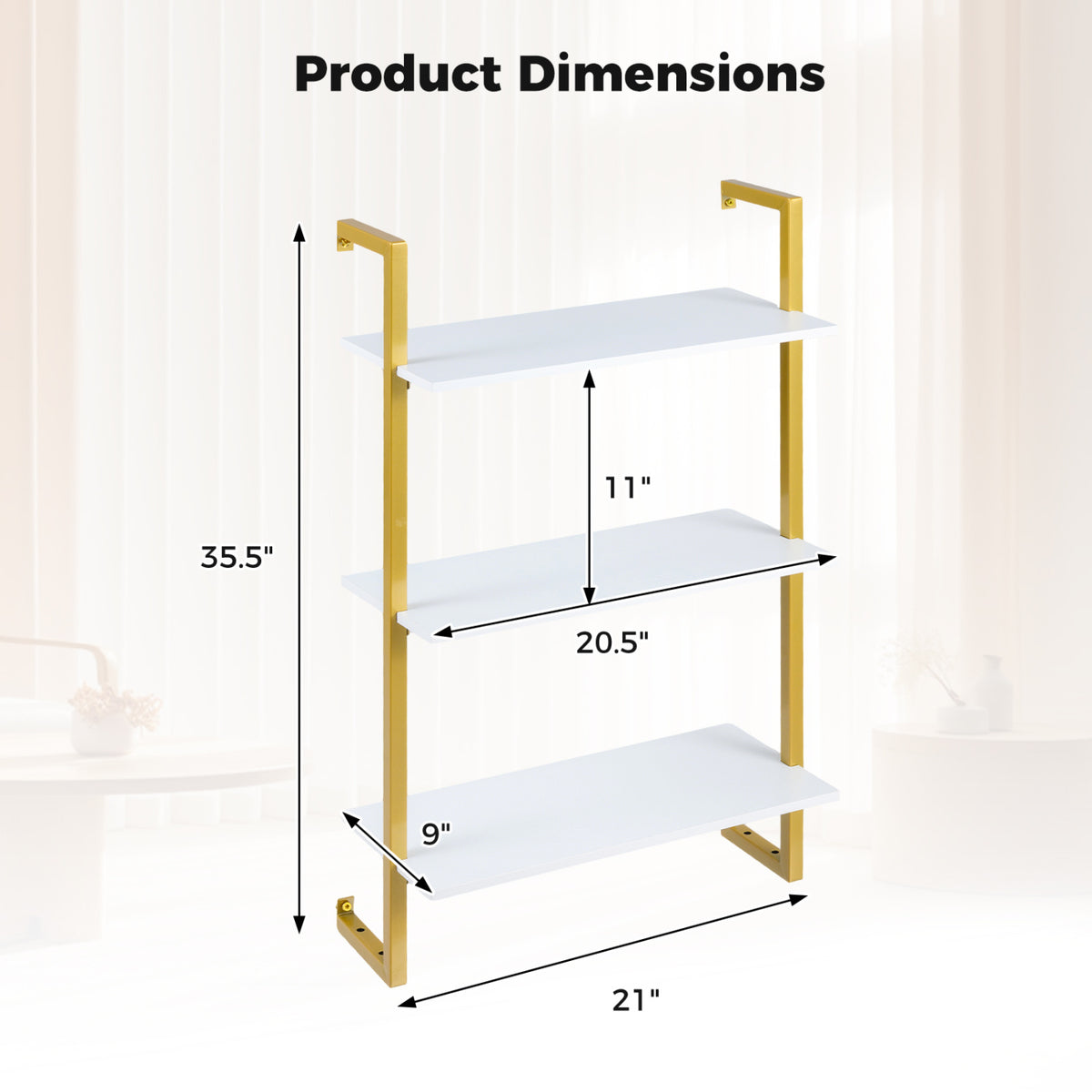 3-Tier Floating Shelf Modern Kitchen Storage White