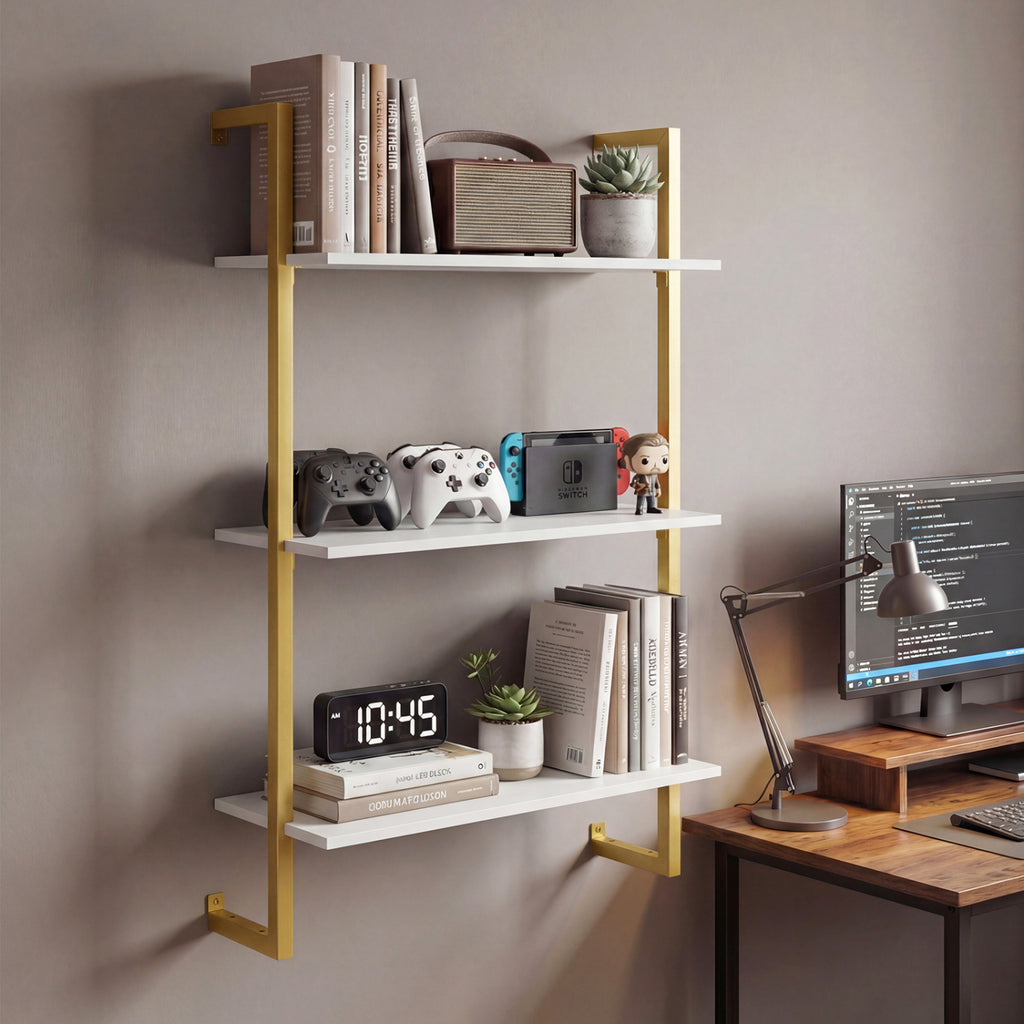 3-Tier Floating Shelf Modern Kitchen Storage White
