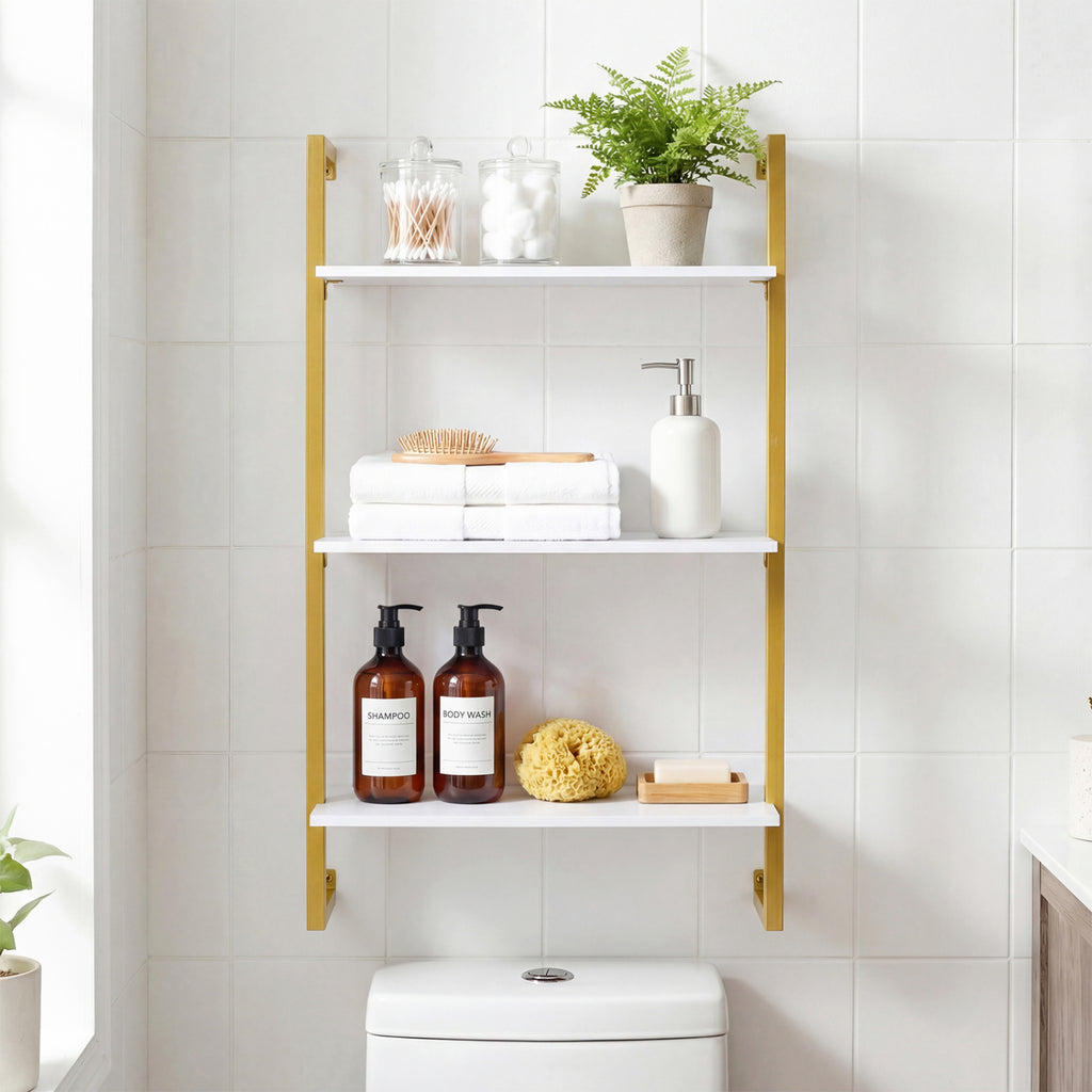 3-Tier Floating Shelf Modern Kitchen Storage White