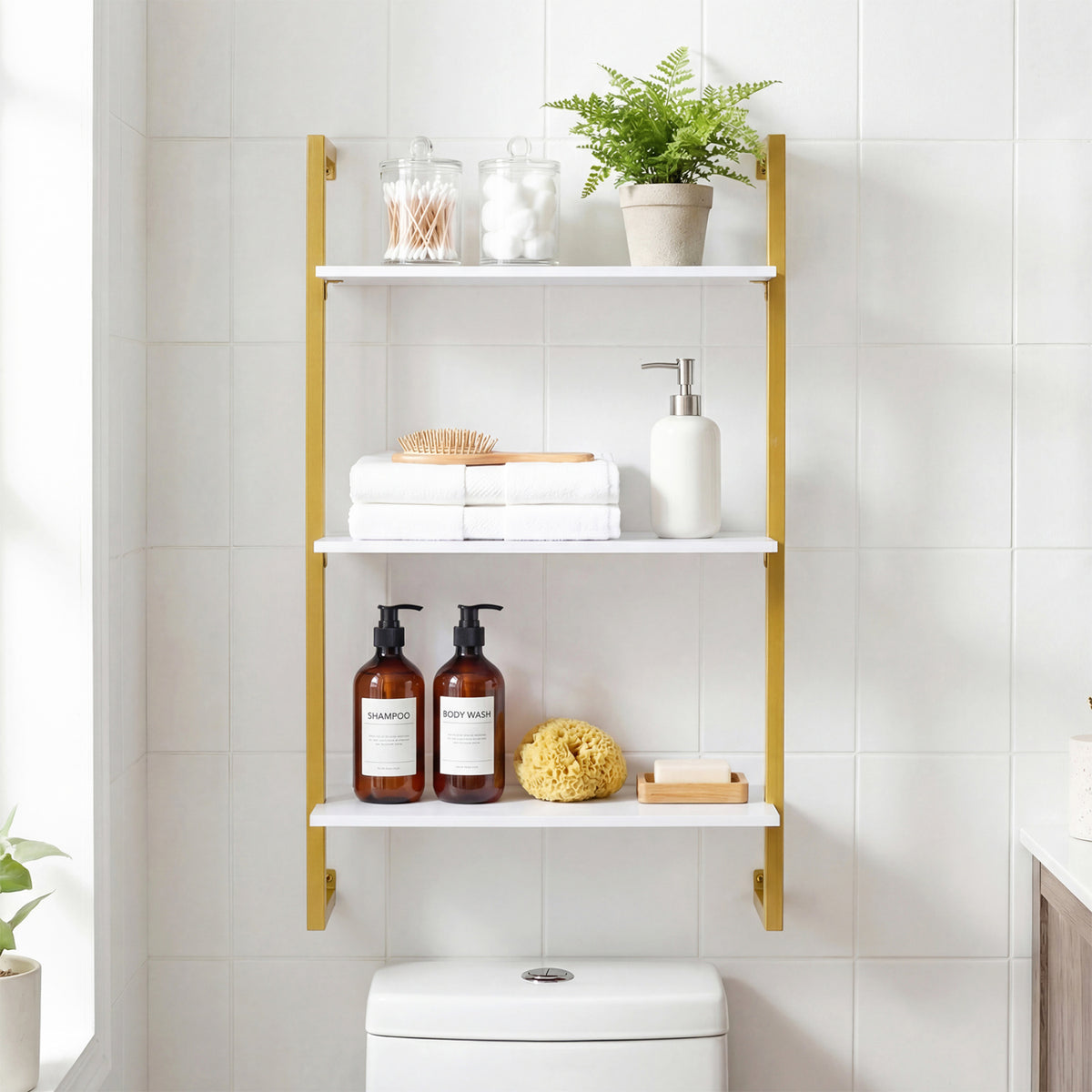 3-Tier Floating Shelf Modern Kitchen Storage White