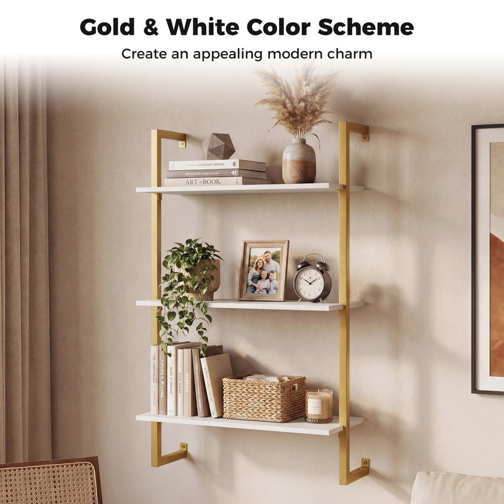 3-Tier Floating Shelf Modern Kitchen Storage White