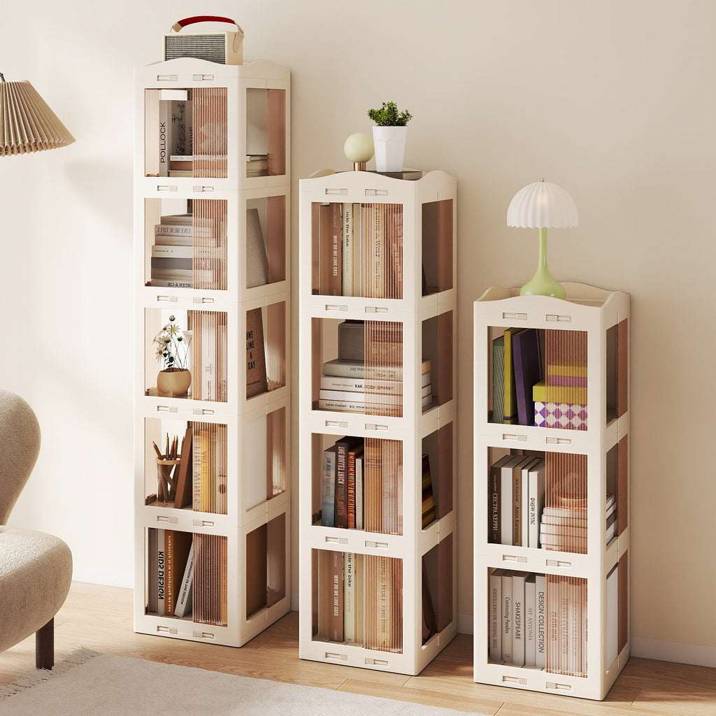 3-Tier Rotating Bookshelf with Swivel Base, White