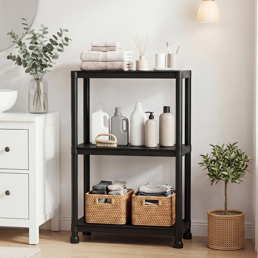 3/4/5-Tier Heavy-Duty Plastic Storage Shelves Freestanding Garage