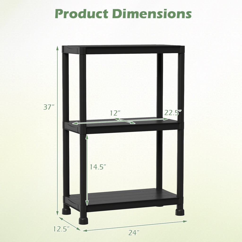 3/4/5-Tier Heavy-Duty Plastic Storage Shelves Freestanding Garage