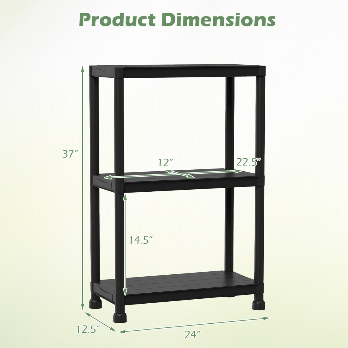 3/4/5-Tier Heavy-Duty Plastic Storage Shelves Freestanding Garage