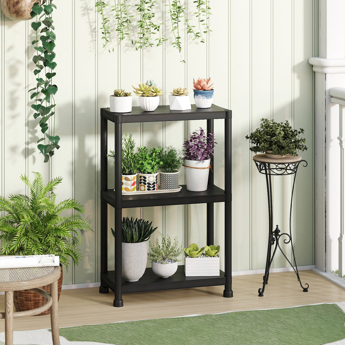 3/4/5-Tier Heavy-Duty Plastic Storage Shelves Freestanding Garage