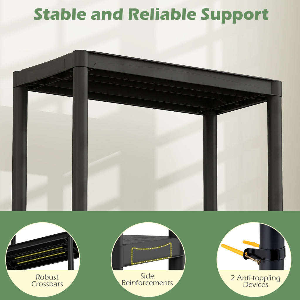3/4/5-Tier Heavy-Duty Plastic Storage Shelves Freestanding Garage