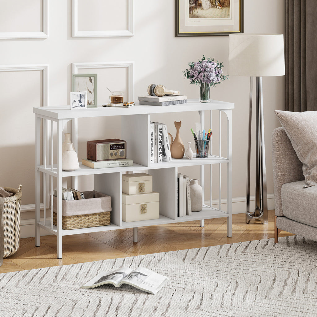 3-Tier Horizontal Cubby Bookshelf with Open Shelves