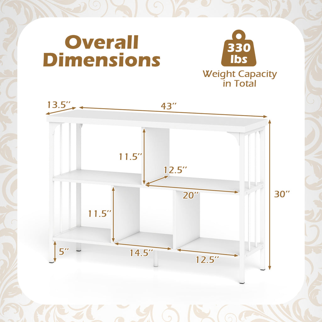 3-Tier Horizontal Cubby Bookshelf with Open Shelves