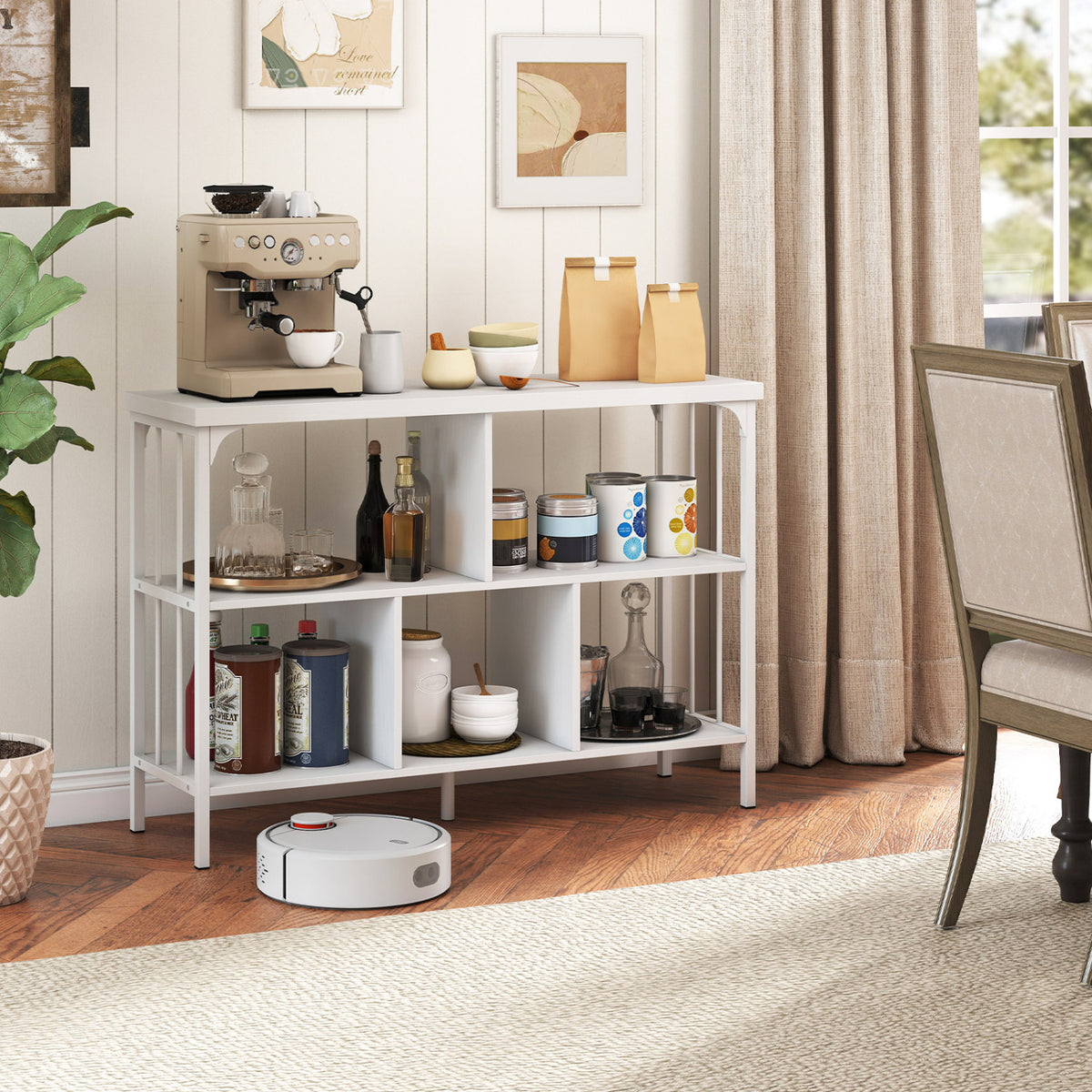 3-Tier Horizontal Cubby Bookshelf with Open Shelves