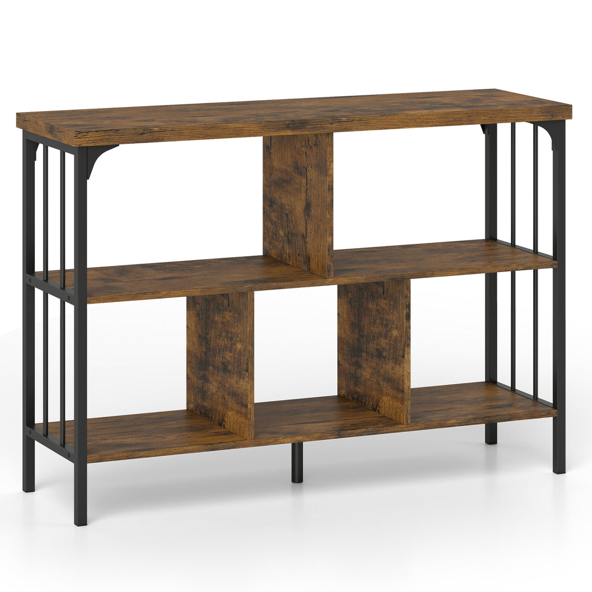 3-Tier Horizontal Cubby Bookshelf with Open Shelves