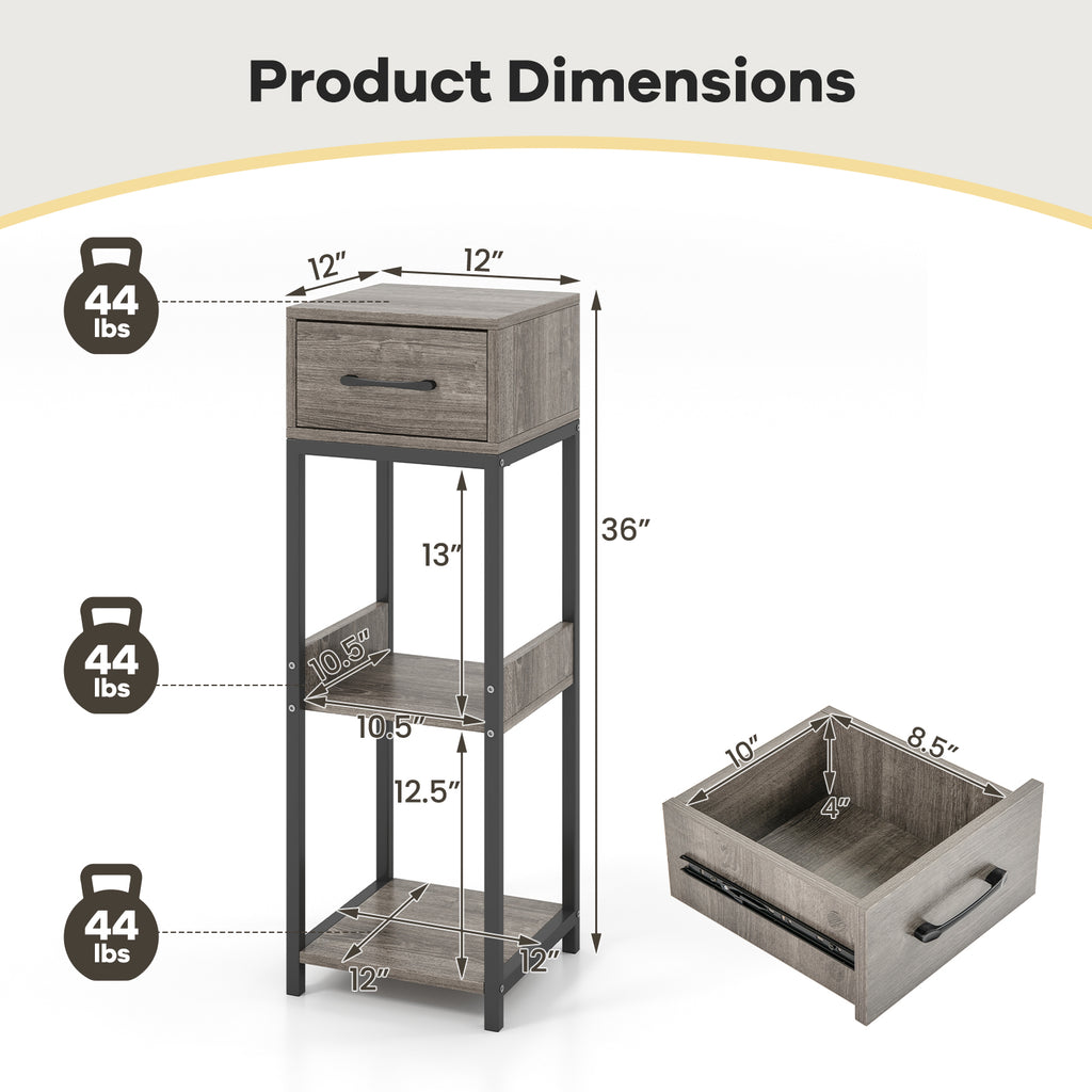 3 Tier Tall Plant Stand with Drawer Anti-tipping Devices