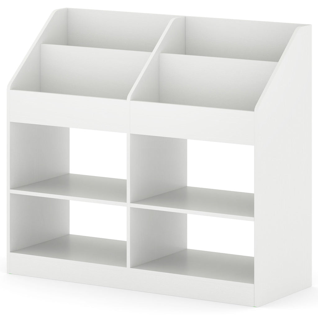 Kids Toy Storage Organizer with Display Rack and 4 Compartments - White