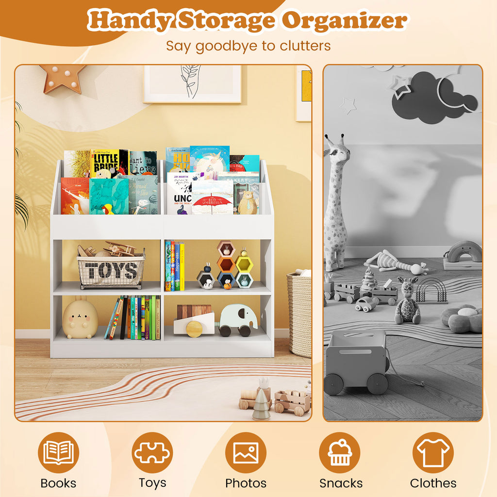 Kids Toy Storage Organizer with Display Rack and 4 Compartments - White