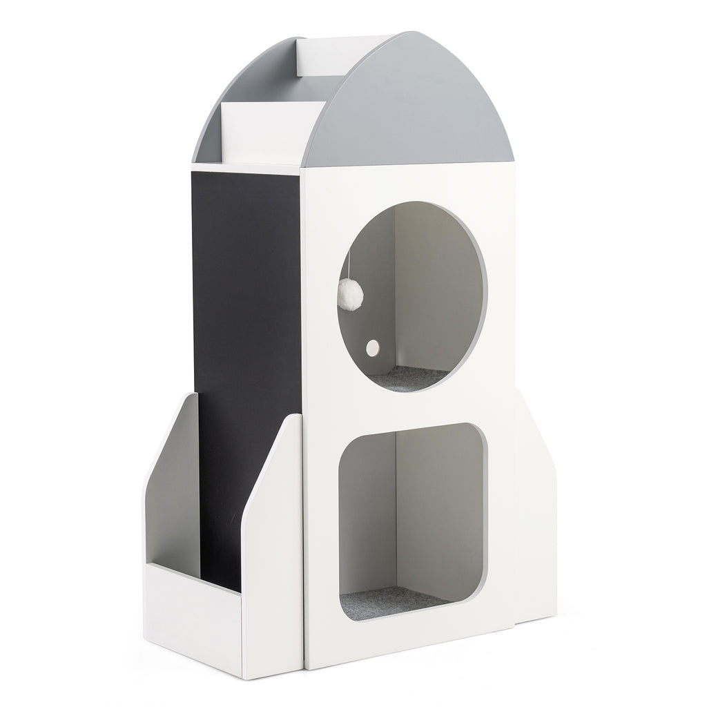 Kids Rocket Space Theme 3-Tier Bookshelf Toy Storage Organizer - White