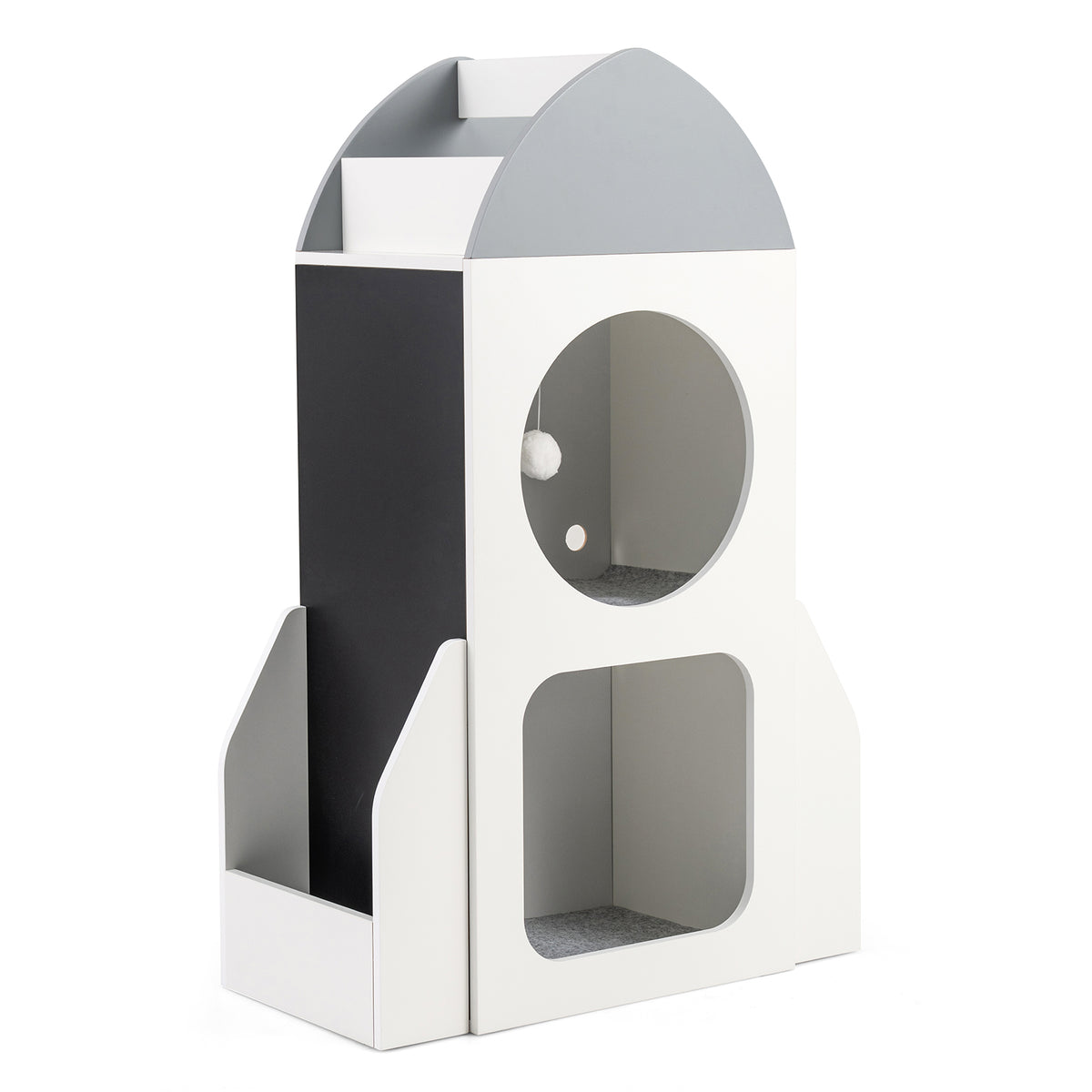Kids Rocket Space Theme 3-Tier Bookshelf Toy Storage Organizer - White