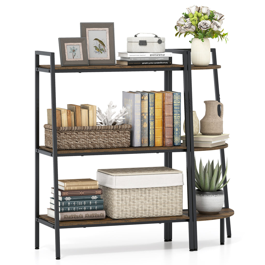 3-Tier Ladder Shelf and Corner Set with Metal Frame