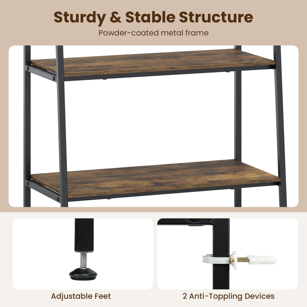 3-Tier Ladder Shelf and Corner Set with Metal Frame