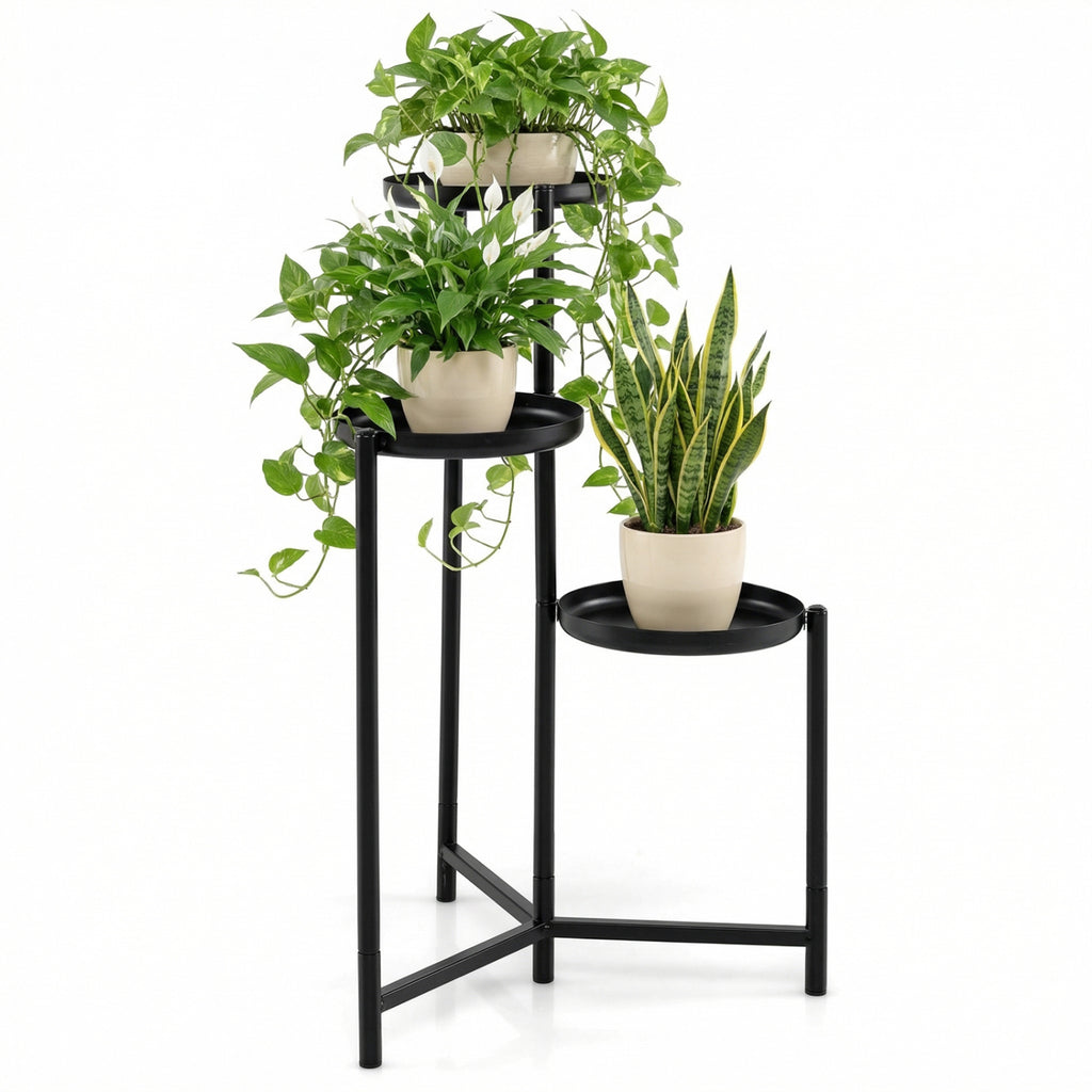 3-Tier Metal Plant Stand, Indoor Outdoor Corner Flower Pot Holder