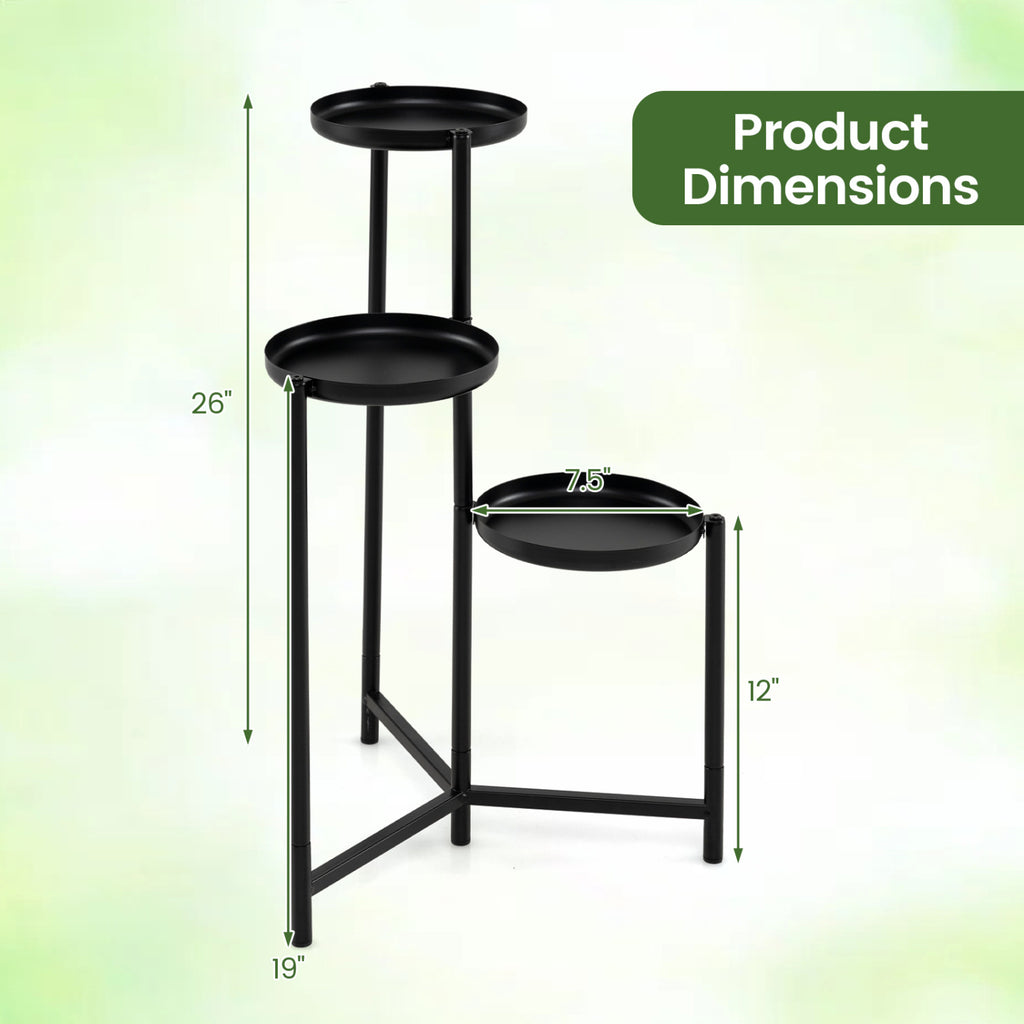 3-Tier Metal Plant Stand, Indoor Outdoor Corner Flower Pot Holder