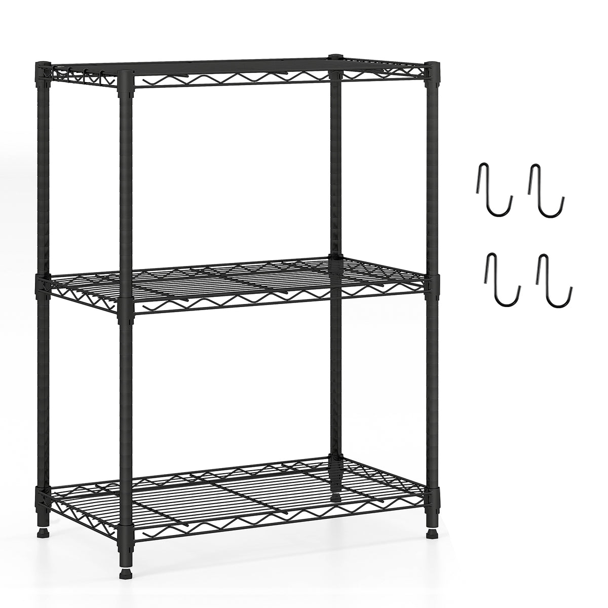 3-Tier Metal Storage Shelving Unit with V-Shaped Wire Rack and 450