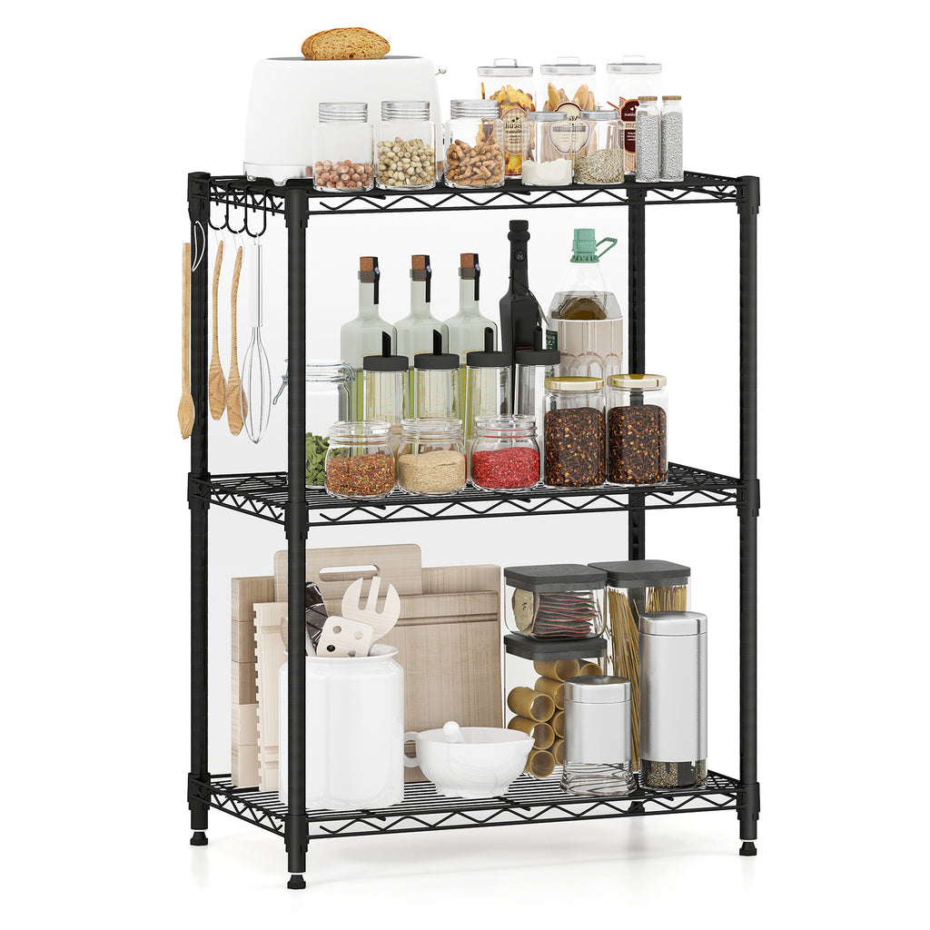 3-Tier Metal Storage Shelving Unit with V-Shaped Wire Rack and 450
